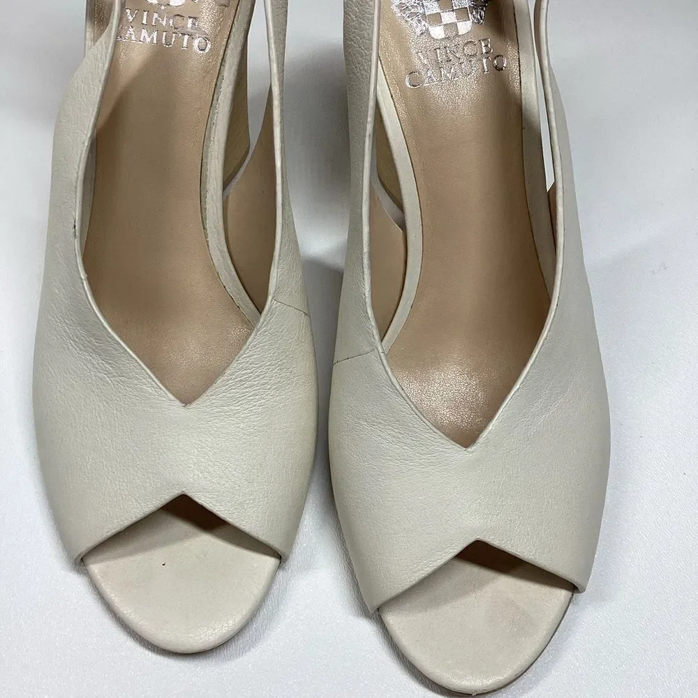 Vince camuto Ivory Cream drenal peep toe sling back sandal size 9.5 - Picture 2 of 10